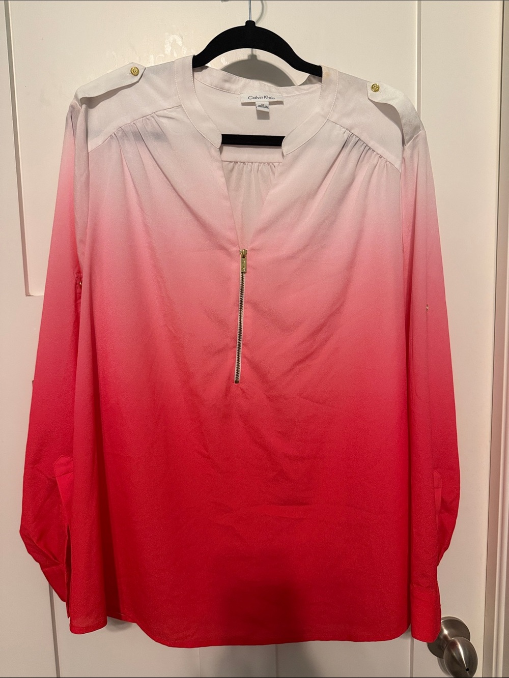 Calvin Klein Pink to White Ombre Zip-Front Tunic